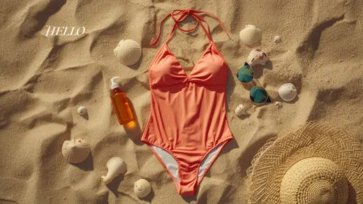 Flatlay of Chikini swim and sun care products